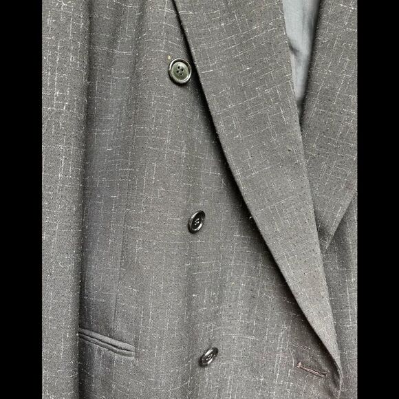 Gino Corelli black/white specs 2 piece pant suit, double breasted jacket, 42L - Picture 9 of 15